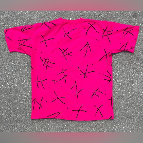 Abstract Art The Body Co Vtg 1990s T-Shirt Men's (Fits L) Neon Barbiecore Surf - Picture 2 of 9